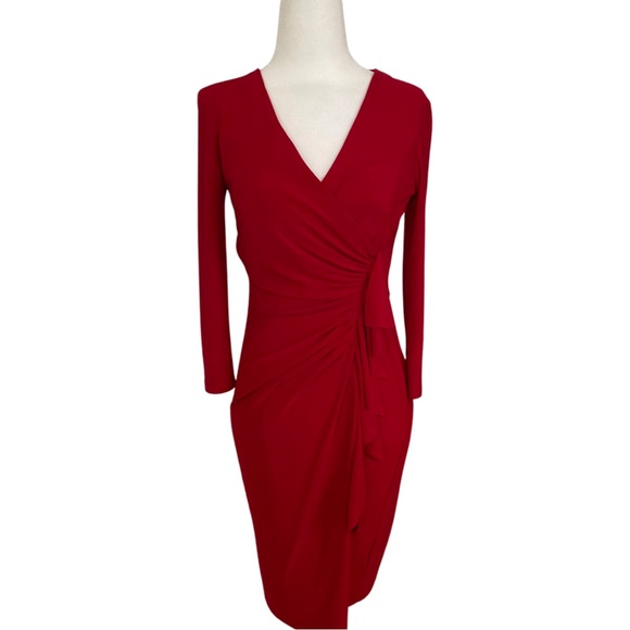 American Living Red Sheath With 3/4 Sleeves. Size: 2 - Picture 2 of 4